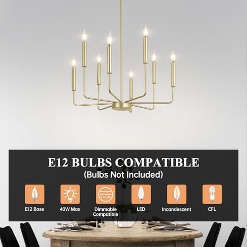 Qamra 8-Light Gold Chandelier for Dining Room