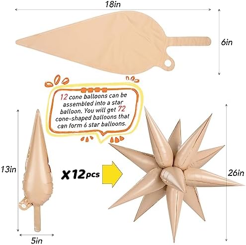 72 PCS Caramel Star Balloons for Party Decorations