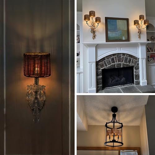 6 Piece Clip On Chandelier Shades Rattan Lamp Shades