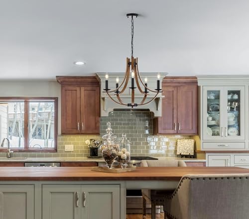 Widluth 22 Farmhouse Wooden Chandelier 5 Lights