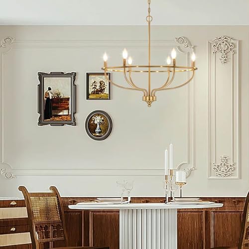 Gold Chandelier for Dining Room 6 Light