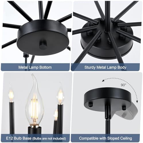 Modern Black Farmhouse Chandelier with 8 Lights