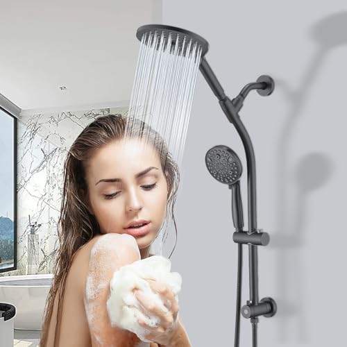 High Pressure Shower Head with Handheld and Slide Bar Combo - Matte Black