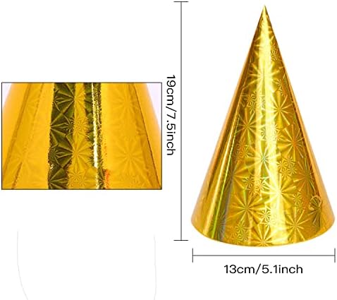 Coobbar Glitter Birthday Cone Hats 50 Pack Kids Adults Pets