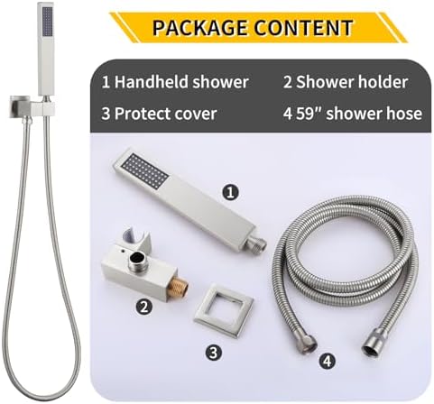 INAGE Brass Handheld Shower Head Set with 59 Hose and Swivel Bracket