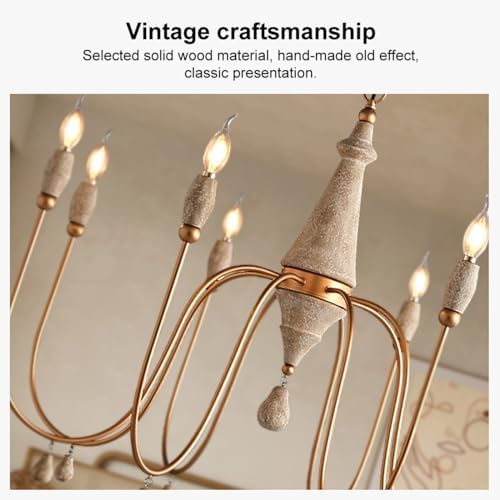 French Country Chandelier with 8 Gold Lights