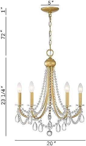 Giiland 5-Light Farmhouse Chandelier with Crystals Gold Pendant Light