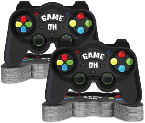 50 PCS Game Themed Party Plates for Kids Birthday Party Supplies