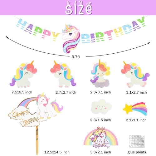 Unicorn 3rd Birthday Decor Set with Balloons and Garland