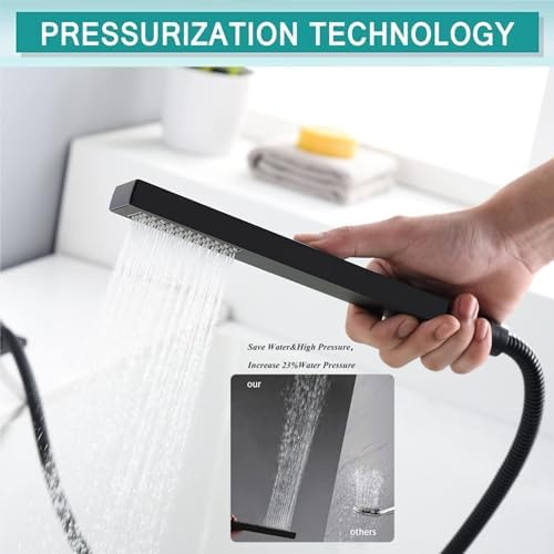 12 Inch Matte Black High Pressure Shower Heads with Handheld Spray Combo Set
