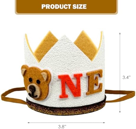 Little Bear Themed First Birthday Crown for Kids