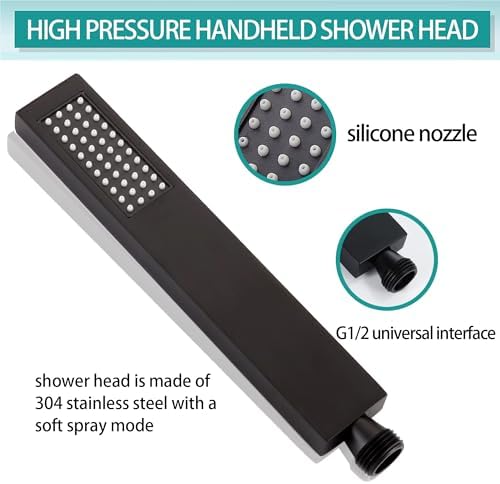 12 Inch Matte Black High Pressure Shower Heads with Handheld Spray Combo Set