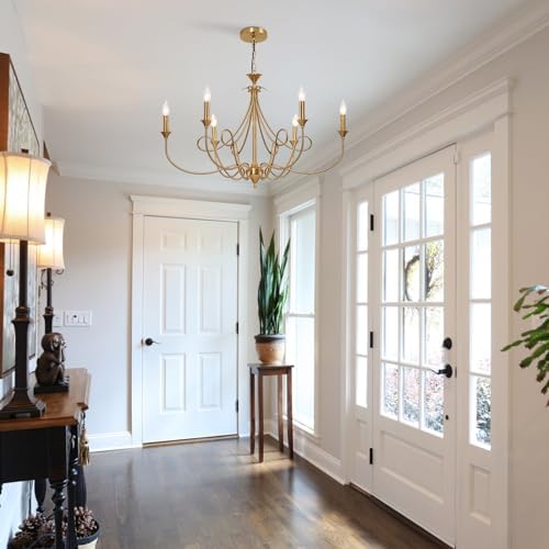 6-Light Modern Chandelier with Brass Finish