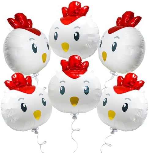 6 Pack Chicken Balloon Decorations for Easter Parties
