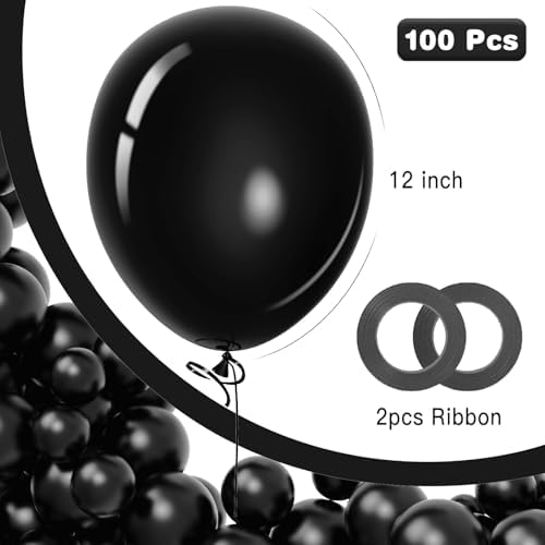 Garma Black Balloons 12 Inch 100PCS Party Decorations