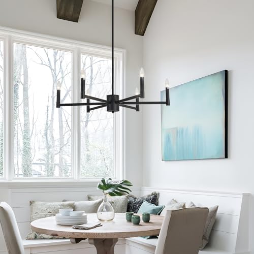 ASGYISA 6 Light Black Farmhouse Chandelier Ceiling Light