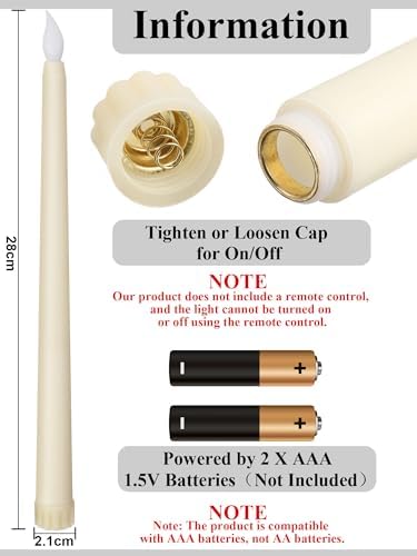 Treela 24 Pcs Flameless Taper Candles LED for Decorations