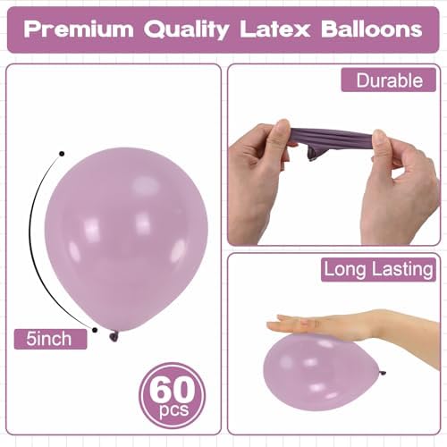 Dusty Purple Balloons 5 Inch 60pcs for Party Decorations