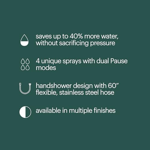 Brondell Yuba Handheld Shower Head with 5 Settings and Matte Black Finish