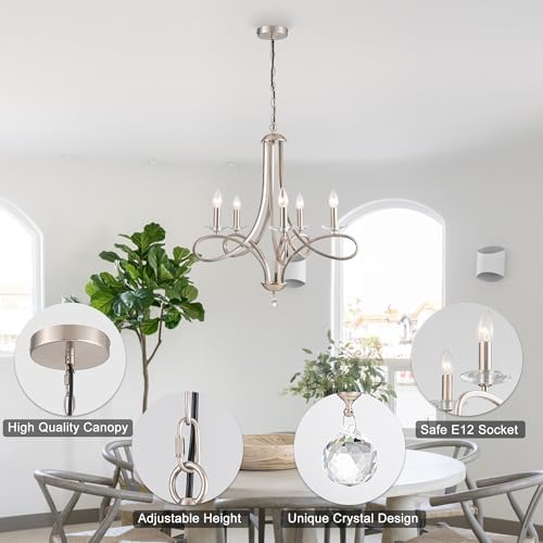 Modern Brushed Nickel 5-Light Chandelier
