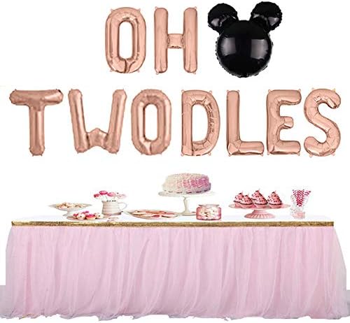 Oh Twodles Balloons Banner 12PCS Rose Gold Set