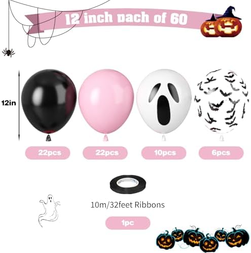 Biapian 60 Pcs 12 Inch Halloween Balloons Set