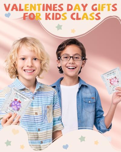 Valentines Day Classroom Gift Pack - 28 Sets with Squishy Cat Paws and Cards