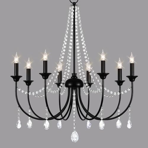 BesLowe 8-Light Crystal Chandelier Modern Farmhouse Style