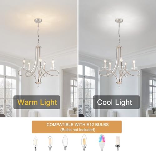 Modern Brushed Nickel 5-Light Chandelier