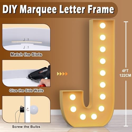 4FT Giant Light Up Letter J Marquee Decor