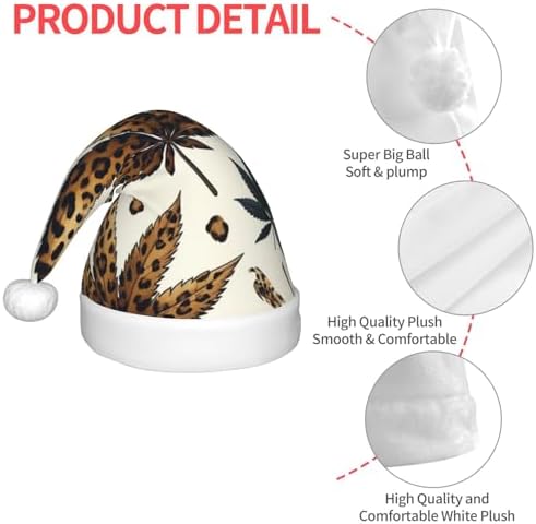 Augenstern Christmas Hat With Marijuana Leaf Leopard Print Unisex Santa Hat