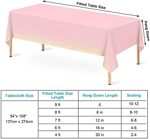 Mulbozy 2 Pcs Pink Gold Dot Tablecloth 54x108 Inches