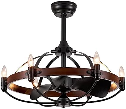 27-Inch Brown Walnut Farmhouse Ceiling Fan with Light and Remote Control