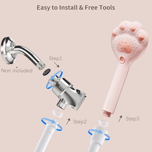 Cute Cat Paw Shower Head - 3 Spray Modes 25 GPM Pink