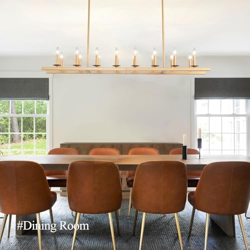 60-Inch Rustic Gold Linear Chandelier with 16 Lights