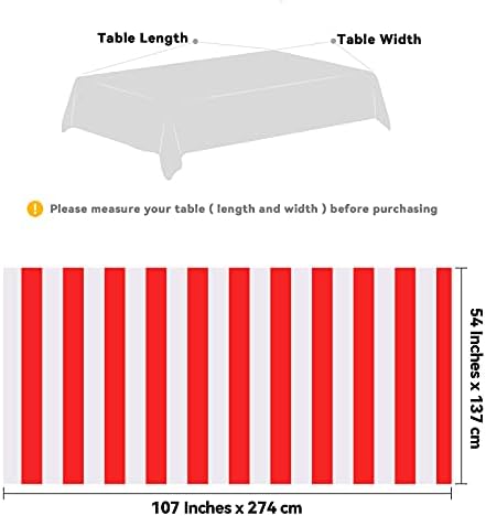 Elcoho 4 Pack 54x107 Inch Plastic Red White Stripes Carnival Circus Tablecloths