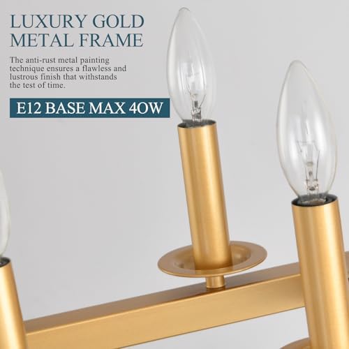60-Inch Rustic Gold Linear Chandelier with 16 Lights