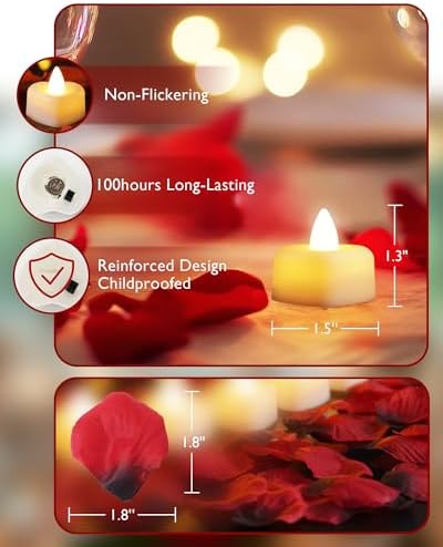 Homemory Romantic Rose Petals and LED Candles Set