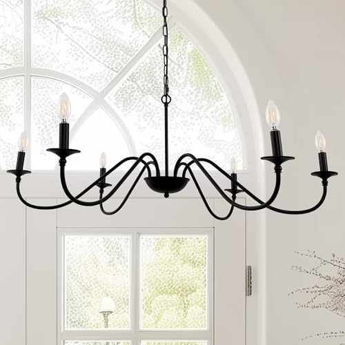 L LOHAS LED 6-Light Black Farmhouse Chandelier