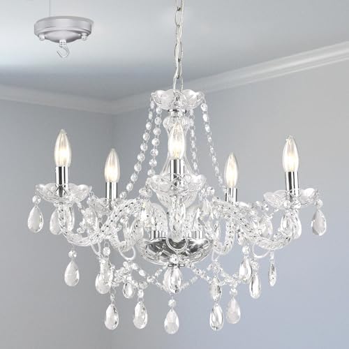 HOXIYA K9 Crystal 5-Light Chandelier Pendant Ceiling Light