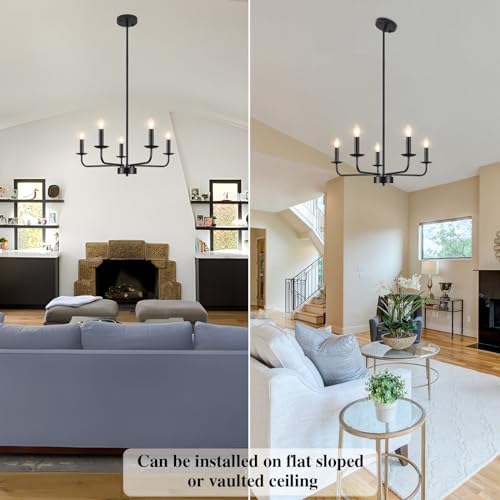 MEIJIA 5 Light Black Farmhouse Chandelier