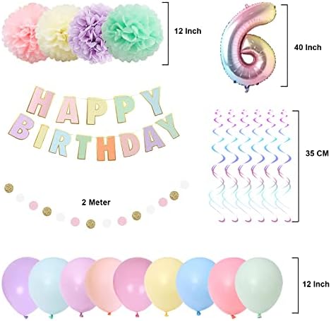 Rainbow 6th Birthday Party Pack 40 Gradient Balloons Decorations