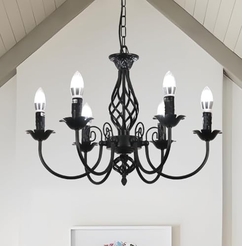 6-Light Farmhouse Chandelier with Adjustable Height