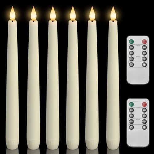Homemory 6 Pcs Flameless Taper Candles with Remote Control