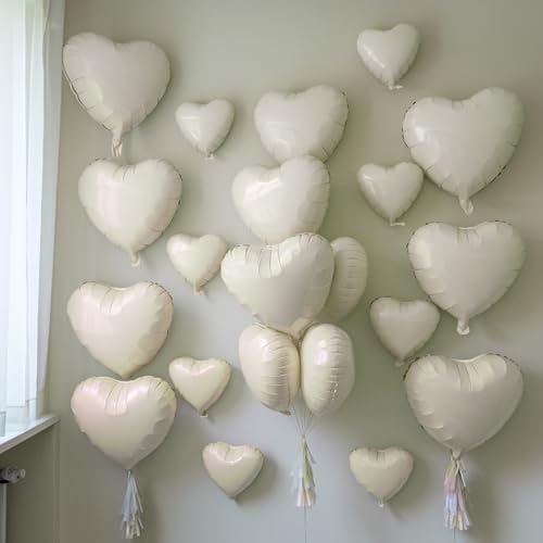 Cream Heart Balloons 19PCS for Birthday Wedding Decor