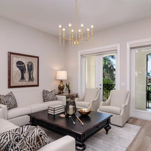 8 Light Gold Chandelier for Dining Room and Entryway