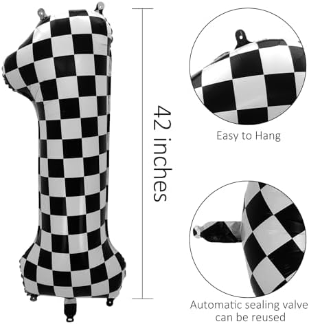 42 Inch Checkered Number 6 Balloon Party Decorations