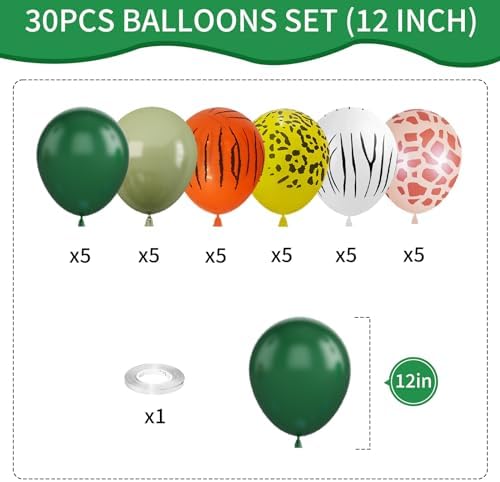 12 Inch Jungle Safari Balloons Set for Party Decorations