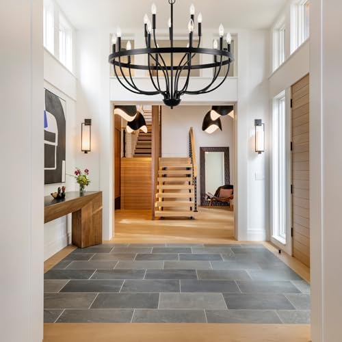 Black 15-Light Industrial Candle Chandelier
