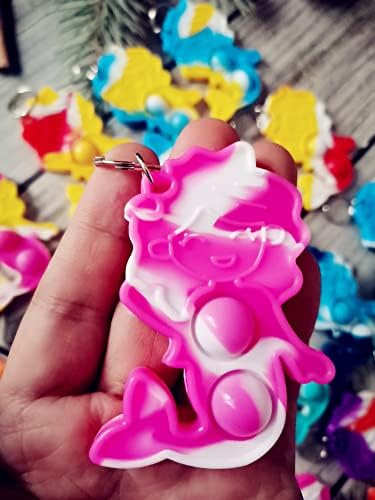 20 Pack Mermaid Backpack Keychain Fidget Toy for Kids